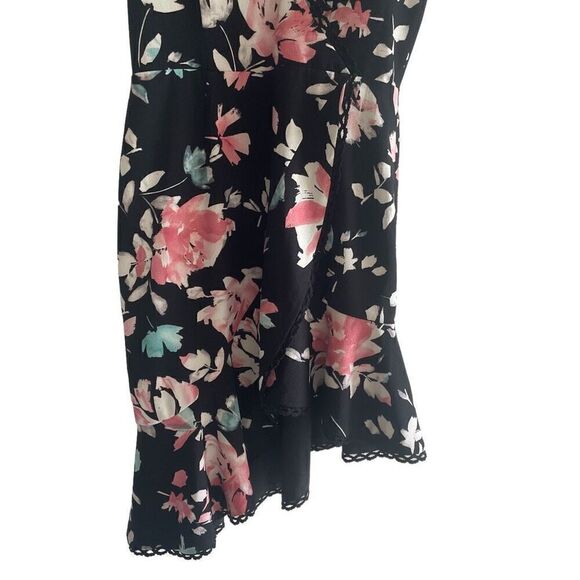 Dress The Population Black Floral Asymmetrical Dress Women’s Sz Large Cocktail - Picture 4 of 7